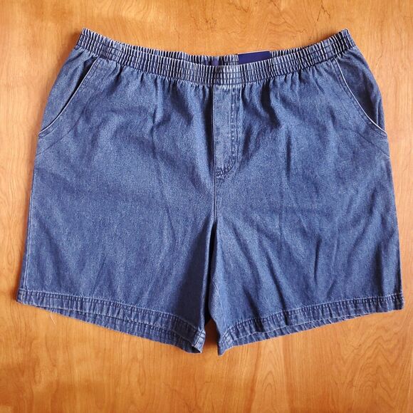 Basic Edition Jean Shorts Womens XL Lot of 2 Blue Denim Pockets Elastic Waist - Picture 4 of 9